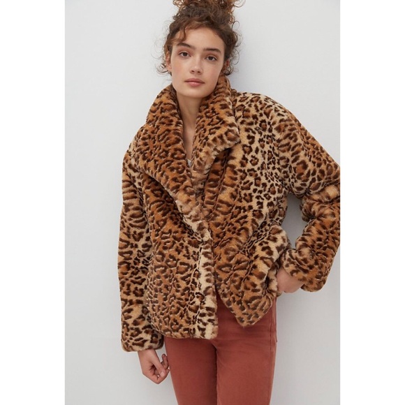 NWT ANTHROPOLOGIE LEOPARD FAUX FUR JACKET - Picture 4 of 8